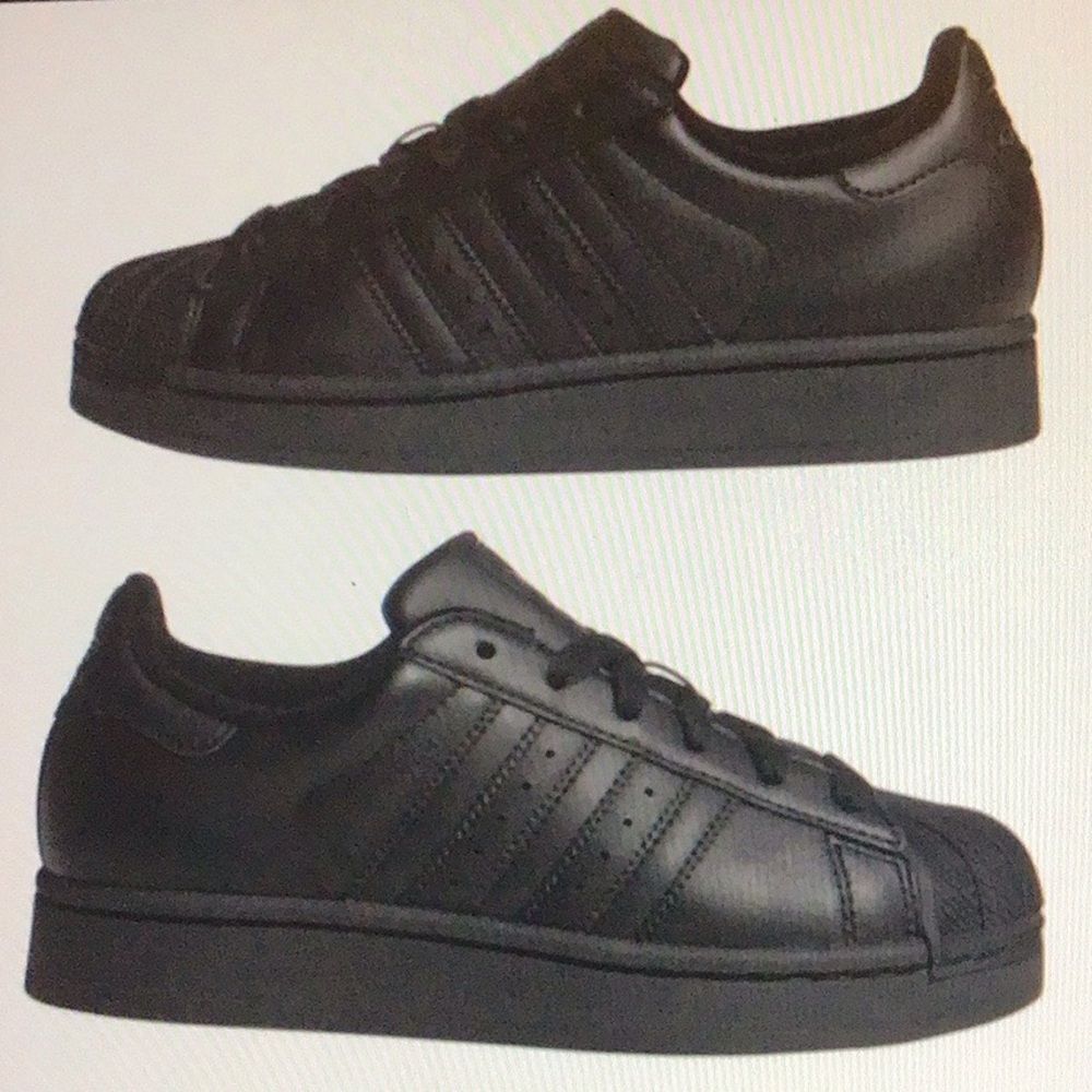🥰Adidas Superstar La Marques Aux 3 Bandes Classic Black Kids Sneakers Sz,US 11K